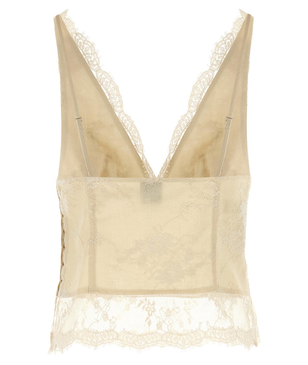 PINKO Бежевая льняная майка, фото 2