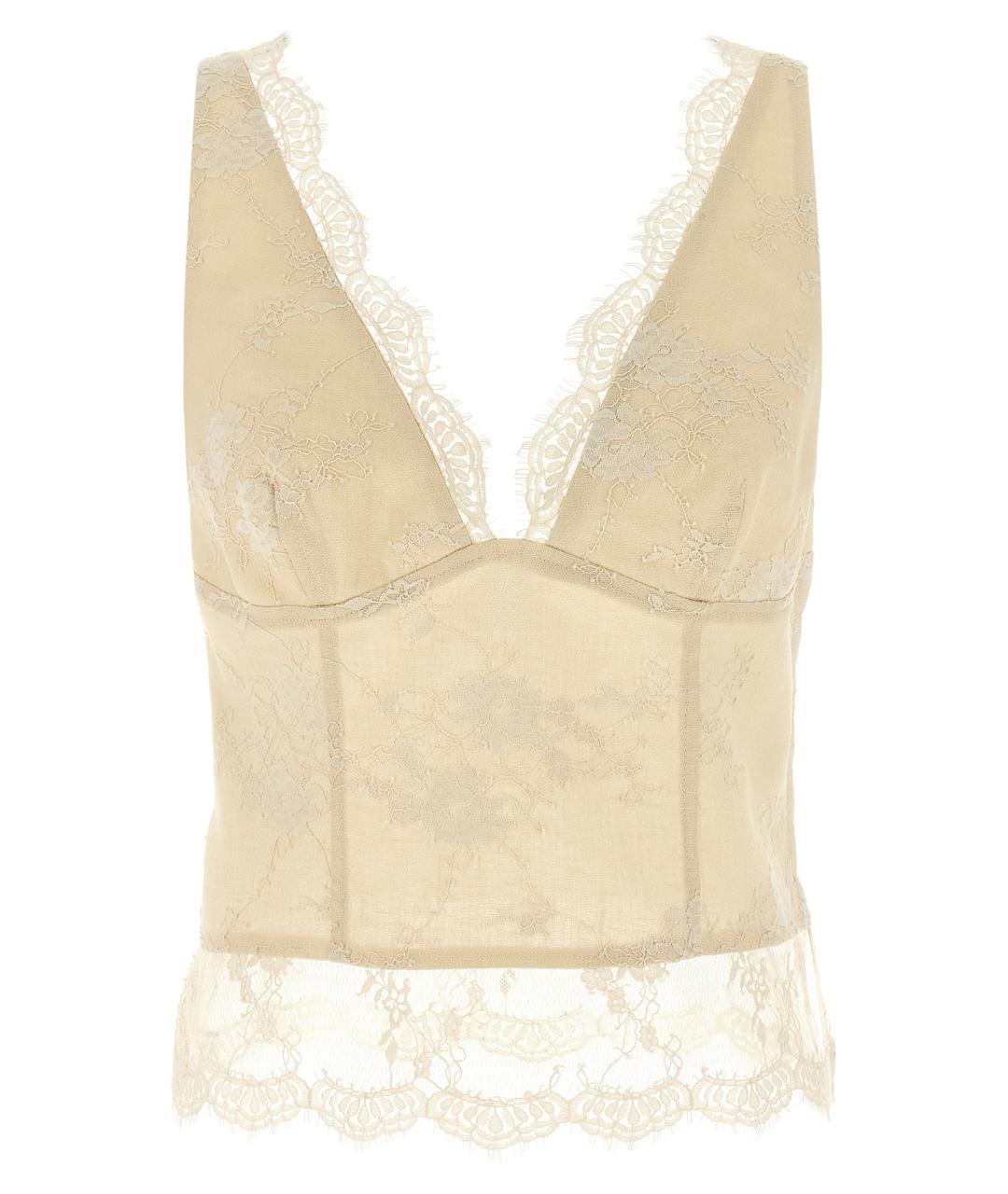 PINKO Бежевая льняная майка, фото 1