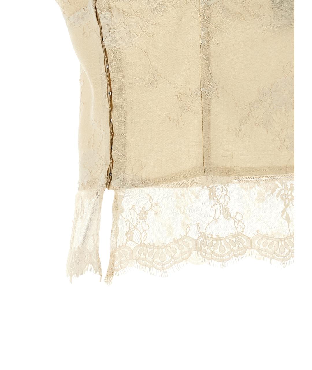 PINKO Бежевая льняная майка, фото 4