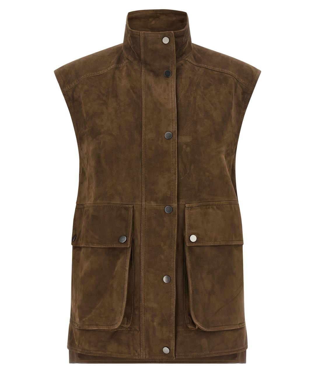 BRUNELLO CUCINELLI Коричневый замшевый жилет, фото 1