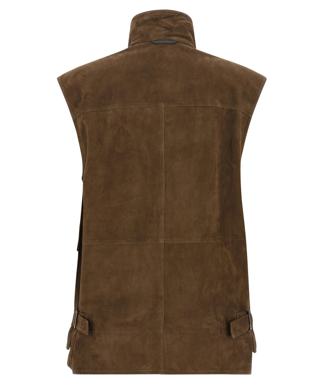 BRUNELLO CUCINELLI Коричневый замшевый жилет, фото 2