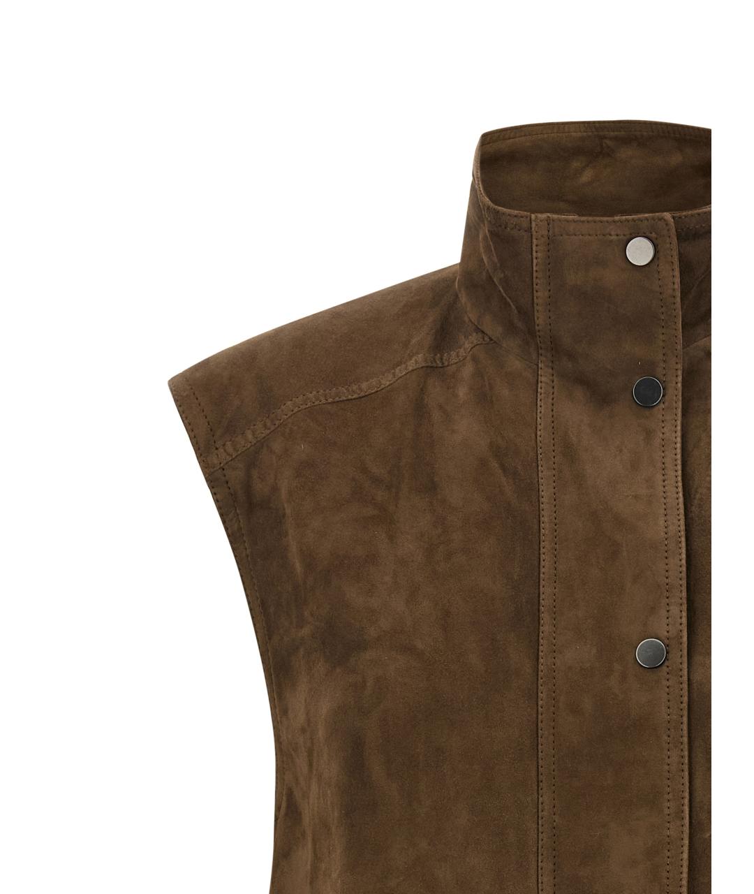 BRUNELLO CUCINELLI Коричневый замшевый жилет, фото 3