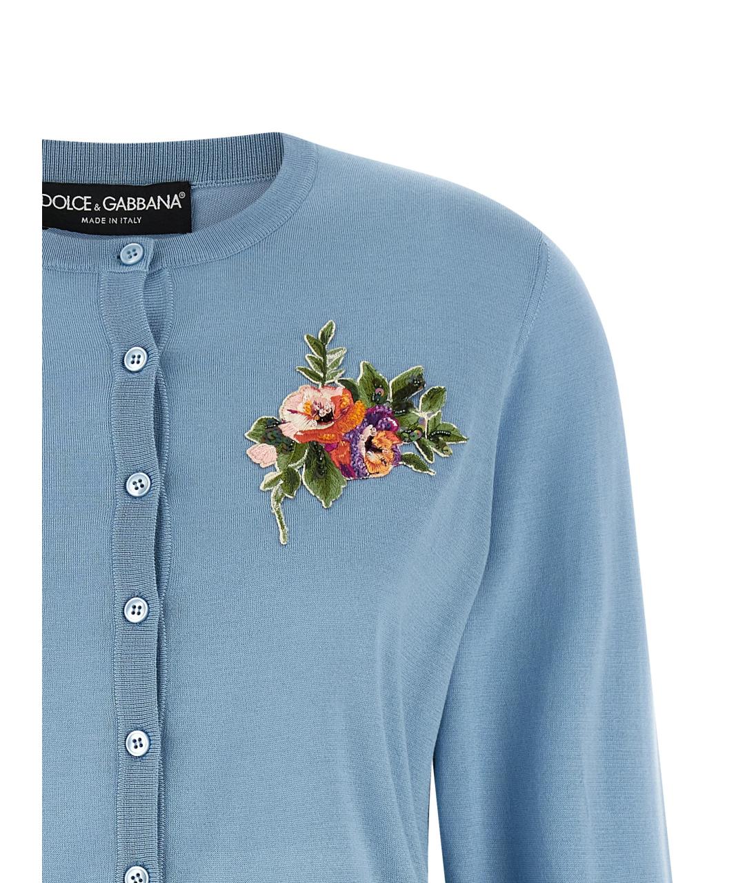 DOLCE&GABBANA Голубой шелковый кардиган, фото 3