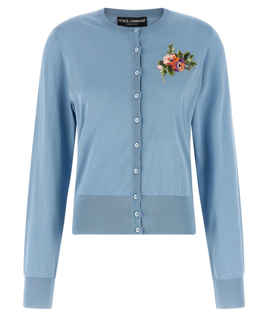 DOLCE&GABBANA Голубой шелковый кардиган, фото 1