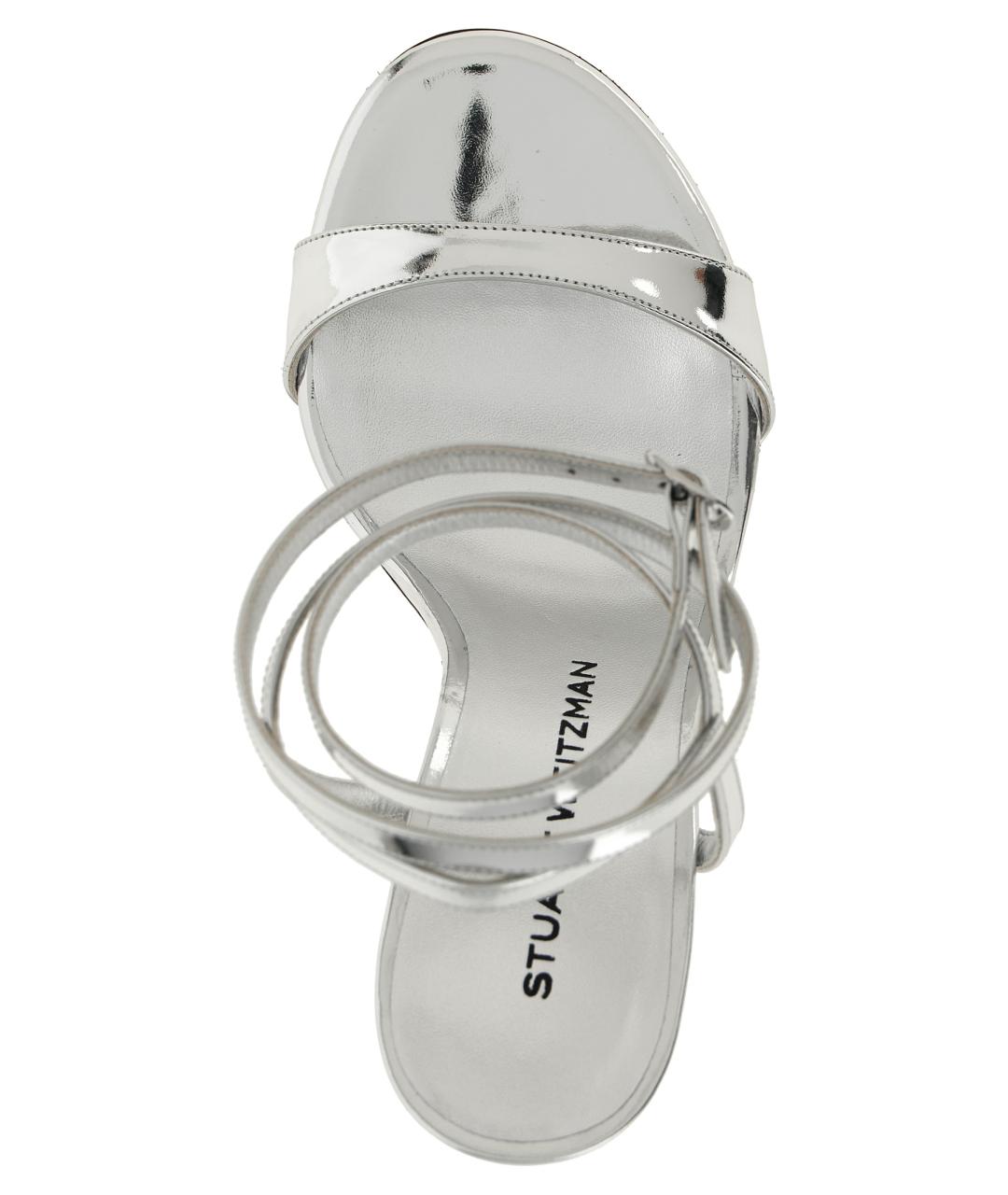STUART WEITZMAN Серебряные кожаные босоножки, фото 4