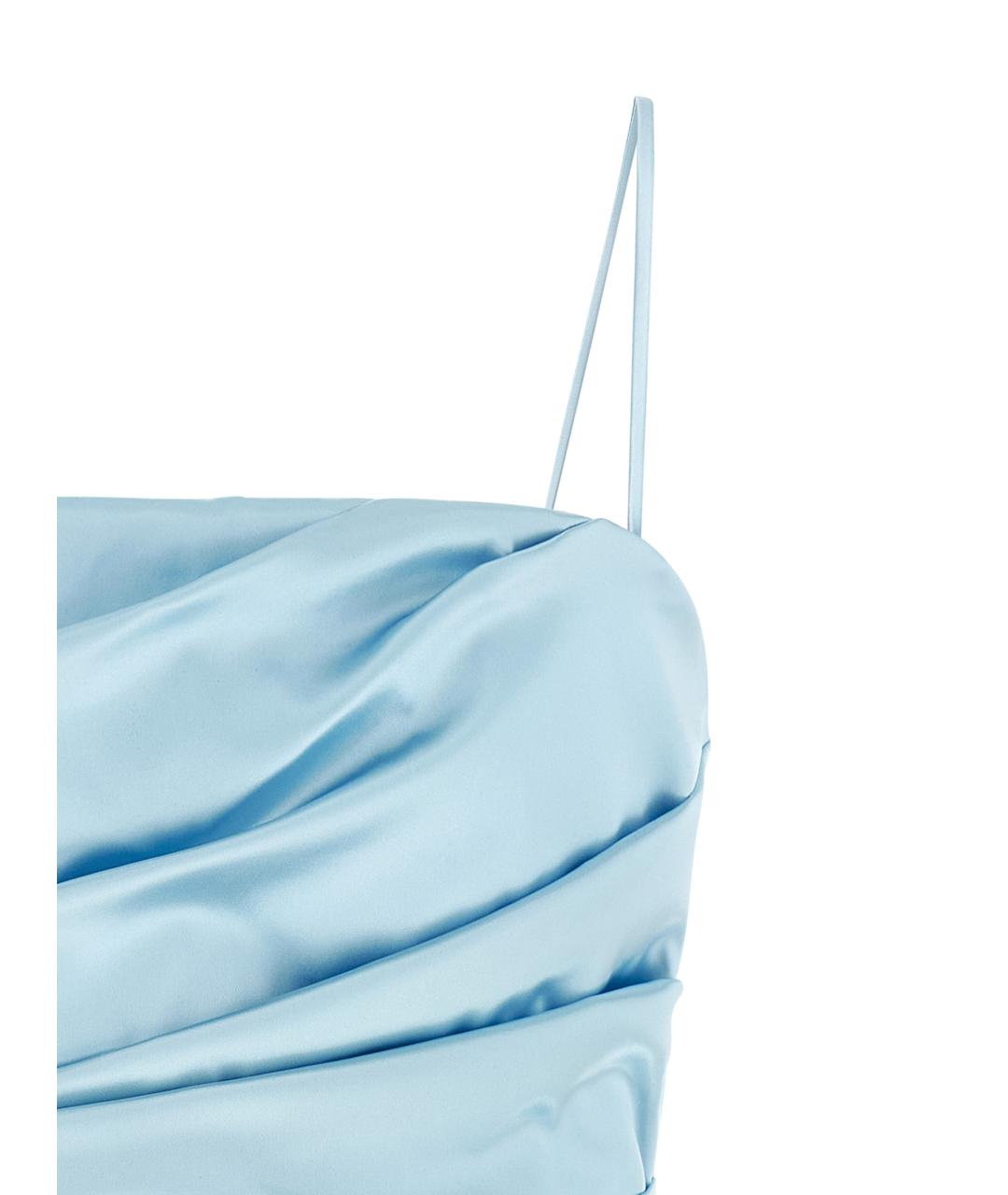 DOLCE&GABBANA Голубое ацетатное коктейльное платье, фото 3