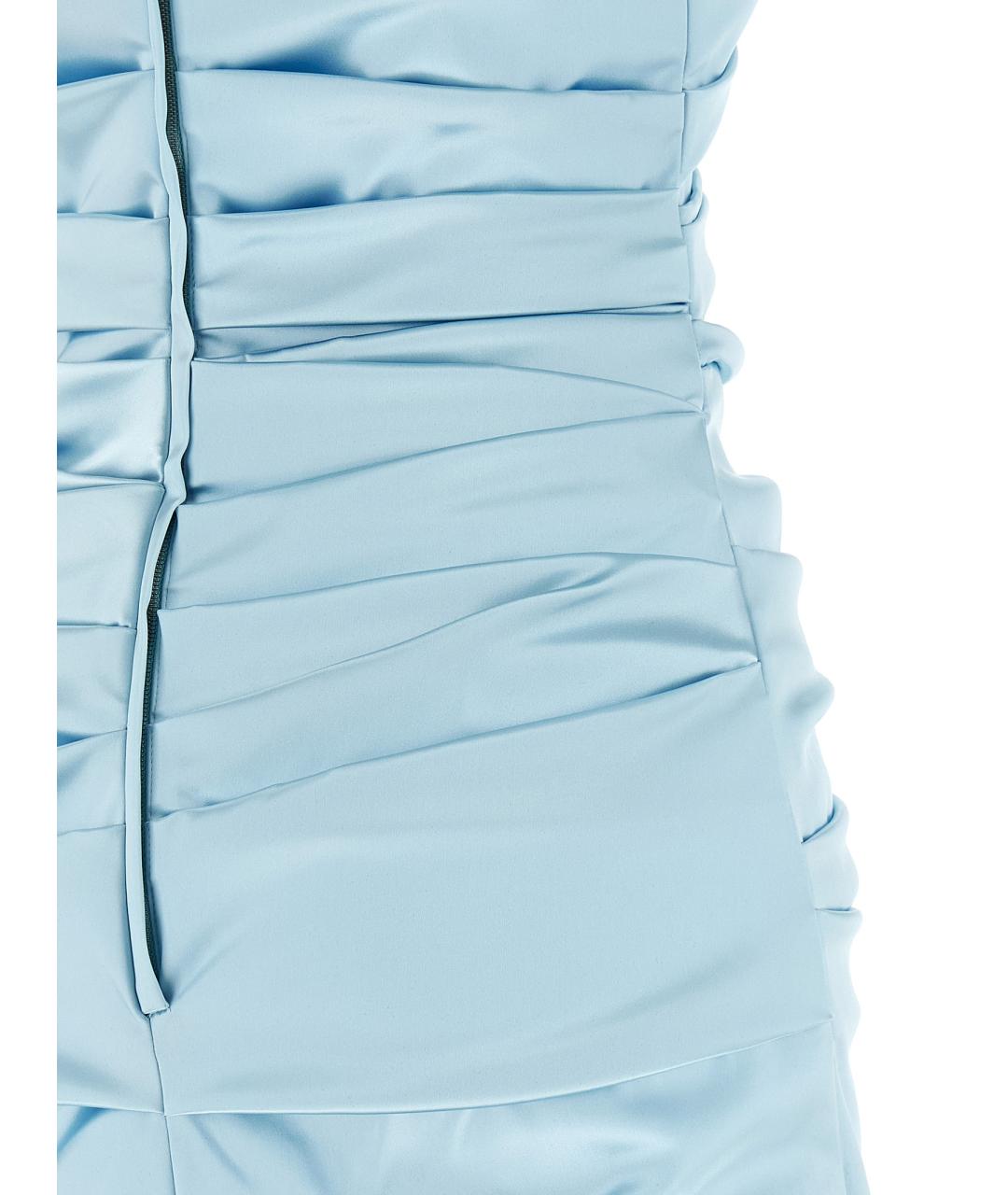 DOLCE&GABBANA Голубое ацетатное коктейльное платье, фото 4