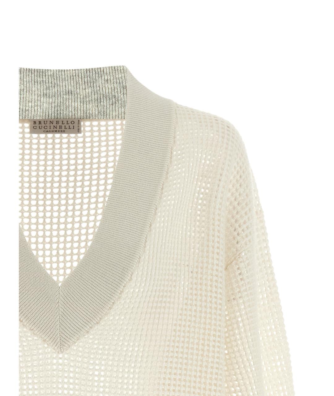 BRUNELLO CUCINELLI Белый кашемировый джемпер / свитер, фото 3