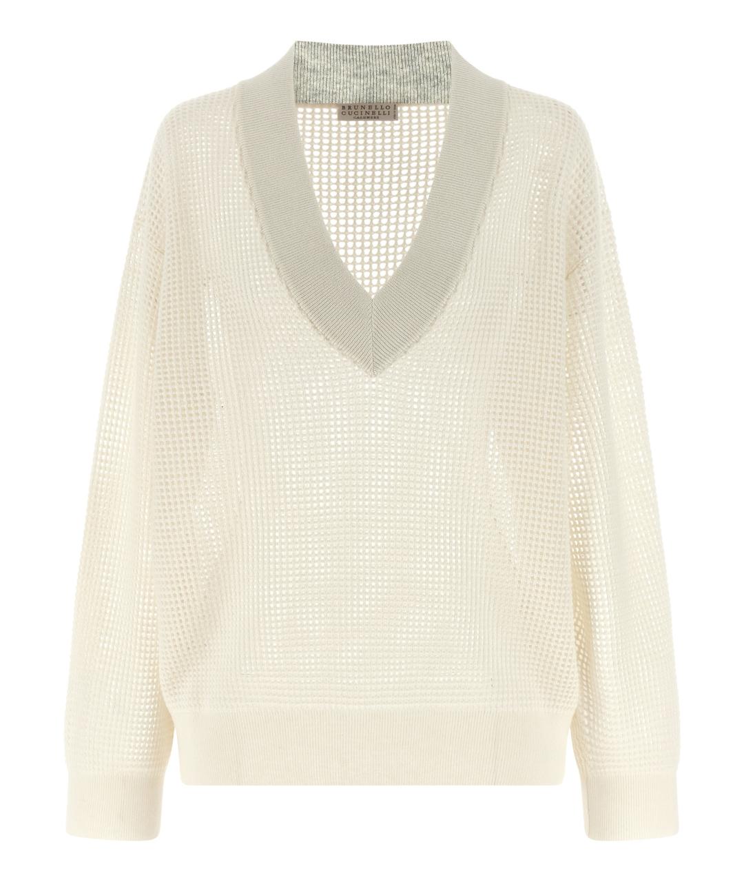 BRUNELLO CUCINELLI Белый кашемировый джемпер / свитер, фото 1