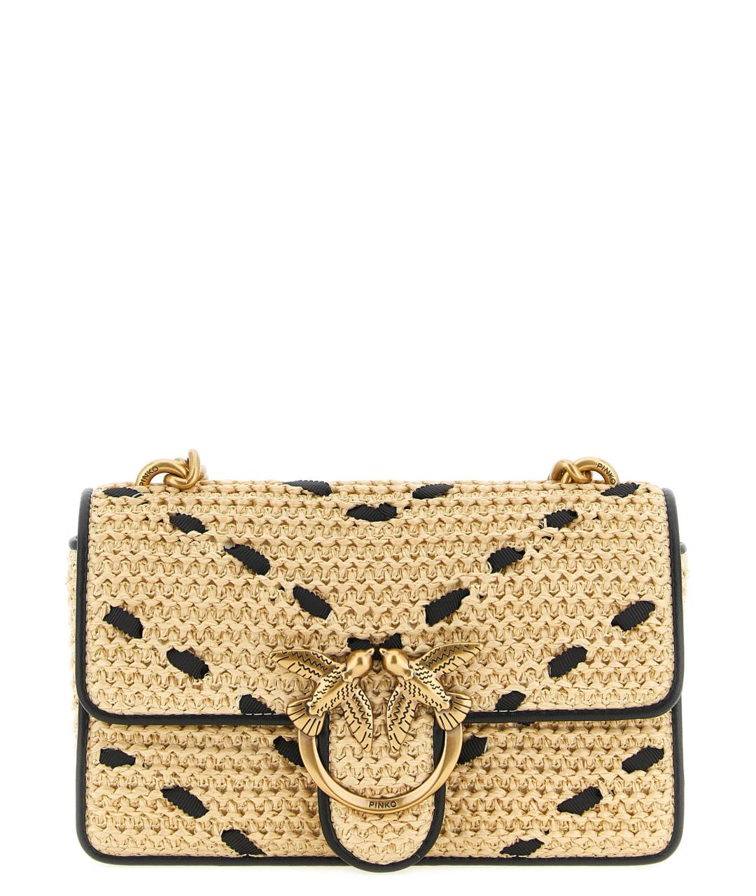 PINKO Бежевая пелетеная сумка через плечо, фото 1