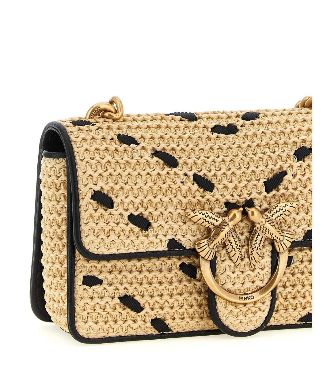 PINKO Бежевая пелетеная сумка через плечо, фото 3