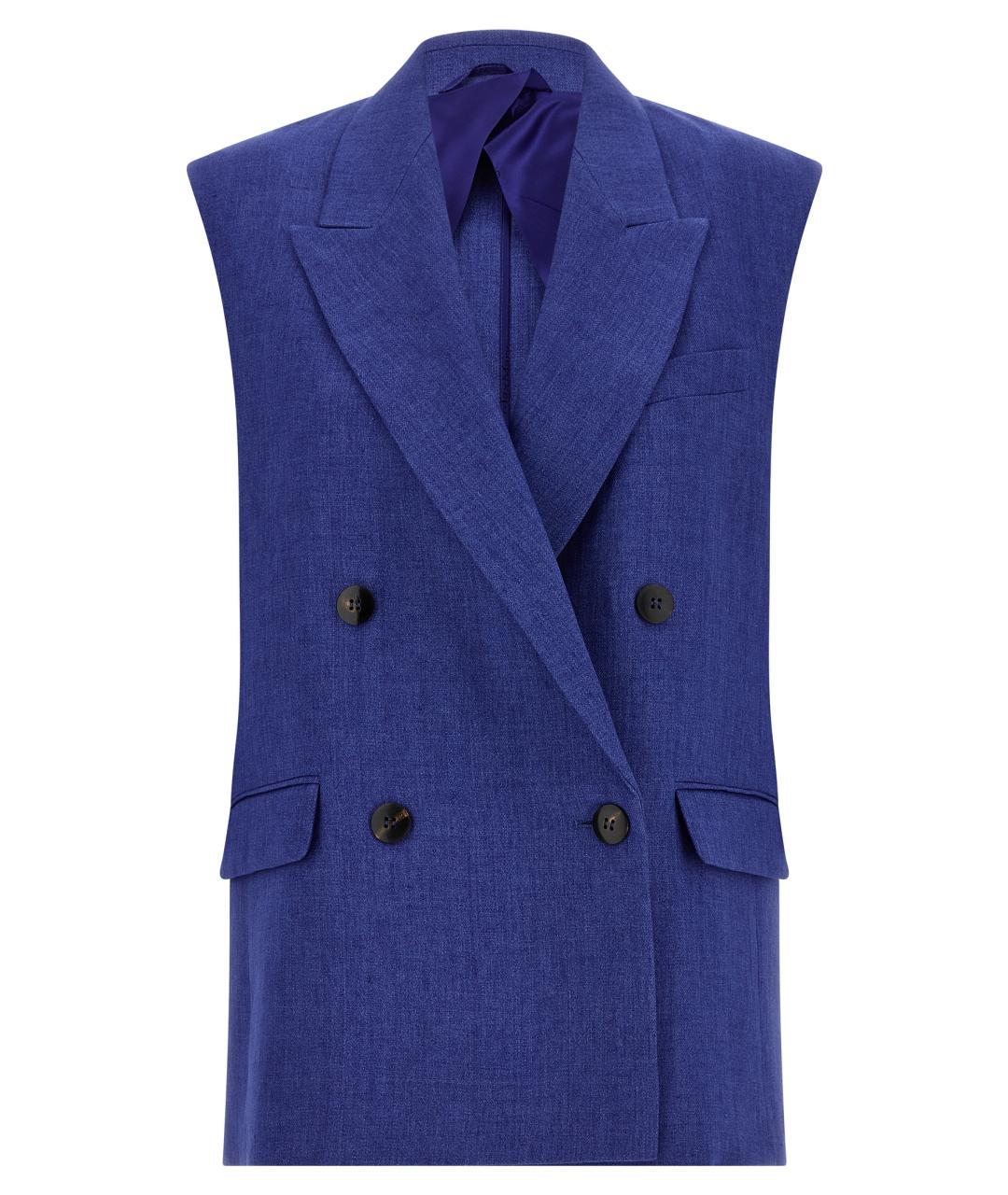 MAX MARA STUDIO Синий льняной жакет/пиджак, фото 1