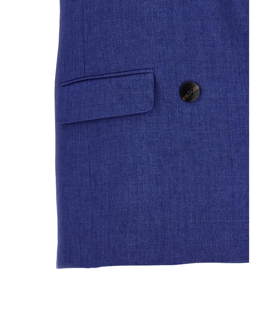 MAX MARA STUDIO Синий льняной жакет/пиджак, фото 4