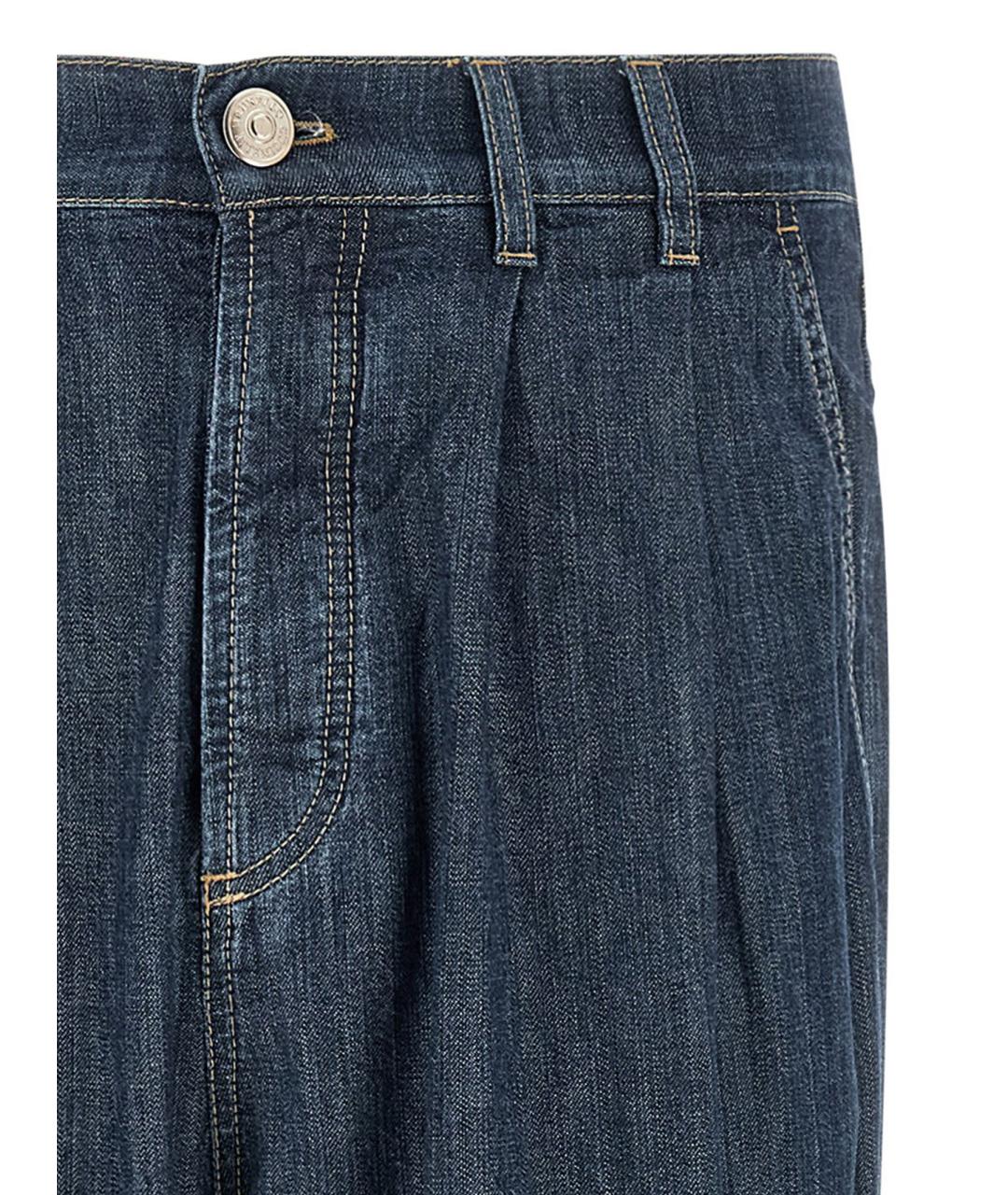 BRUNELLO CUCINELLI Синие хлопковые прямые джинсы, фото 3