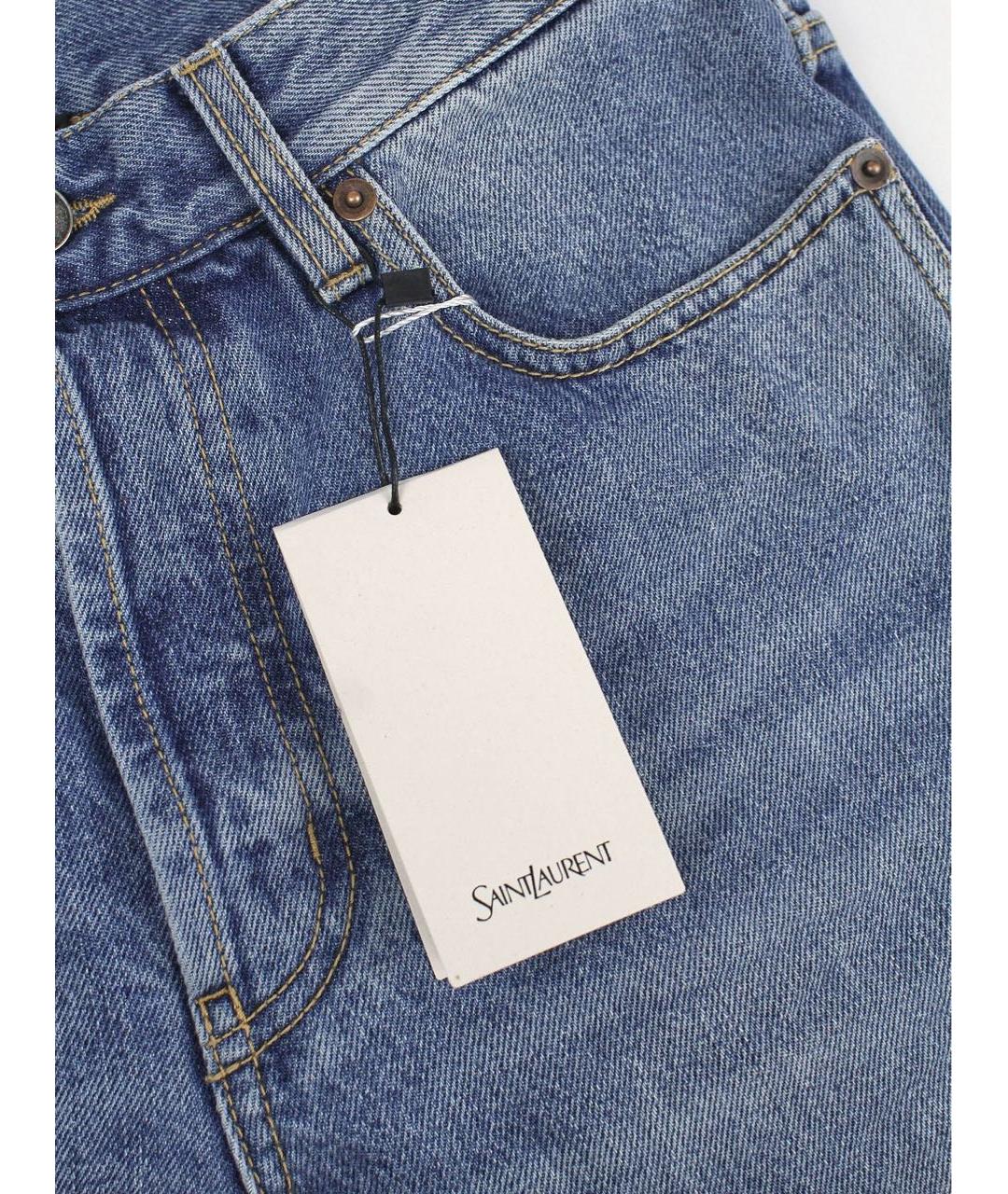SAINT LAURENT Голубые хлопковые прямые джинсы, фото 4