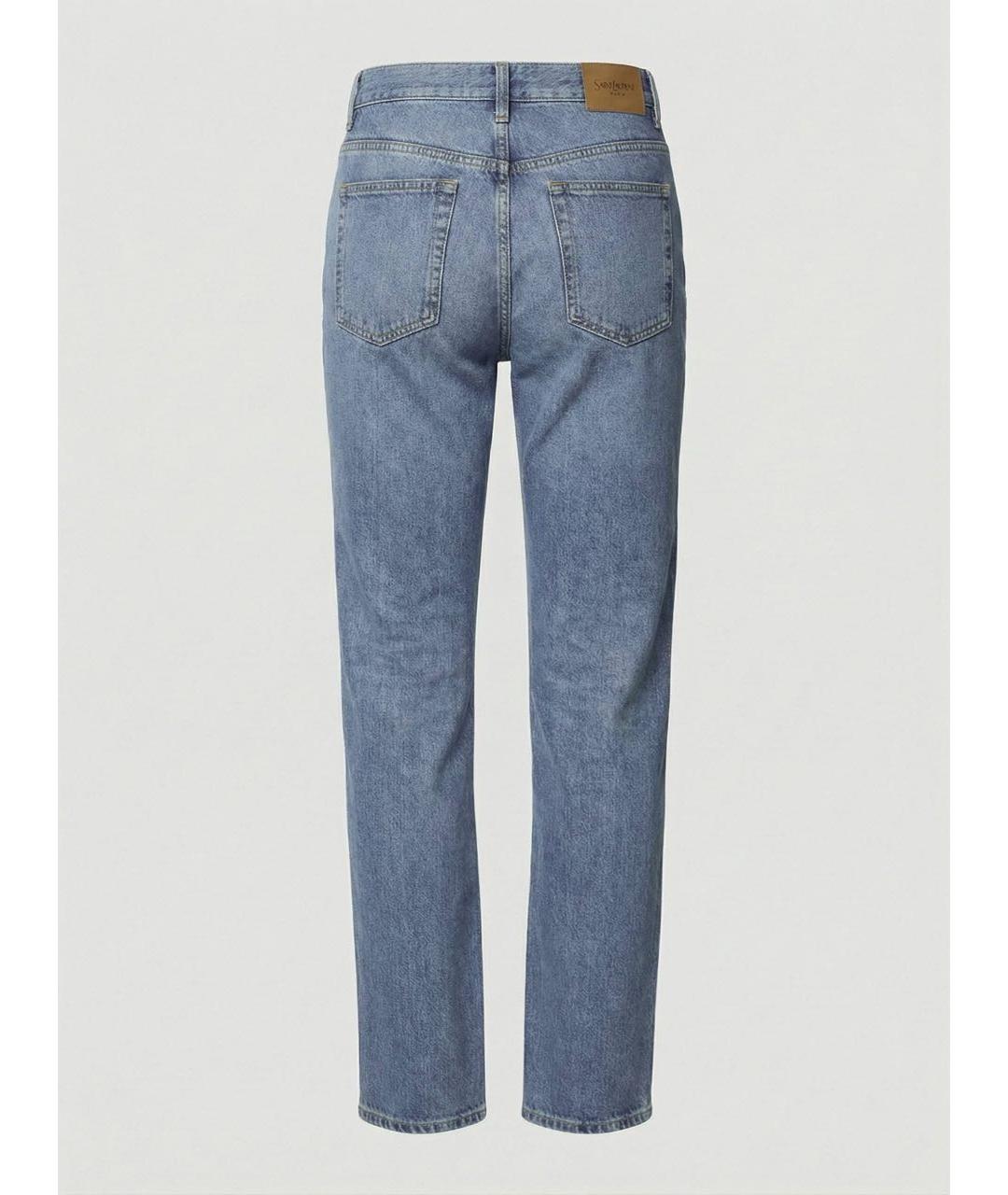 SAINT LAURENT Голубые хлопковые прямые джинсы, фото 2