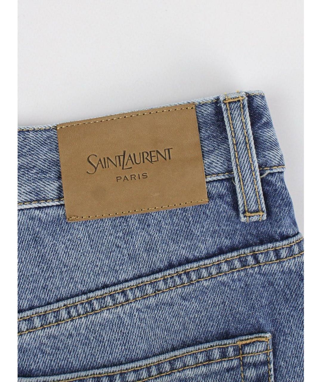 SAINT LAURENT Голубые хлопковые прямые джинсы, фото 3