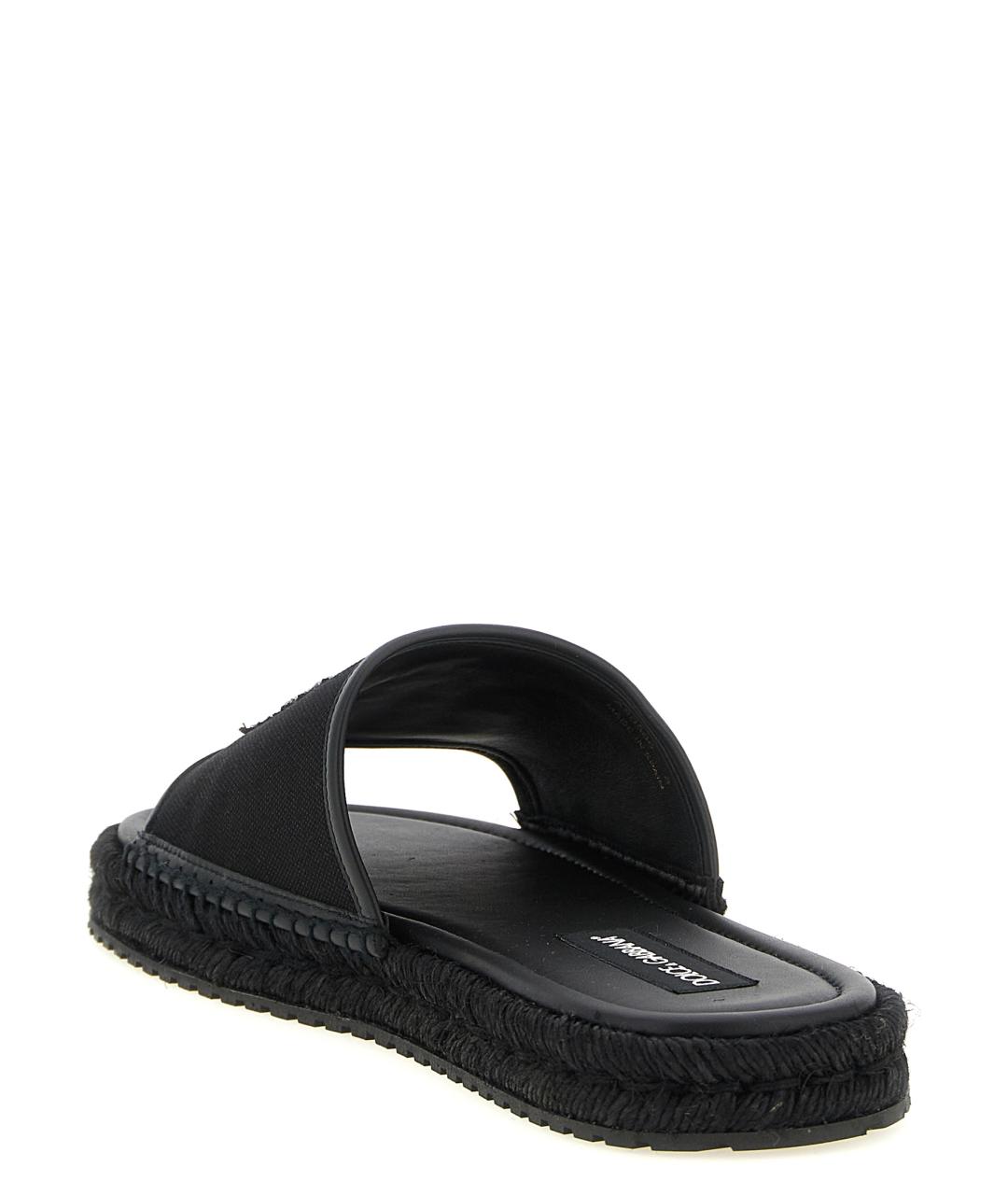 DOLCE&GABBANA Черные кожаные шлепанцы, фото 3