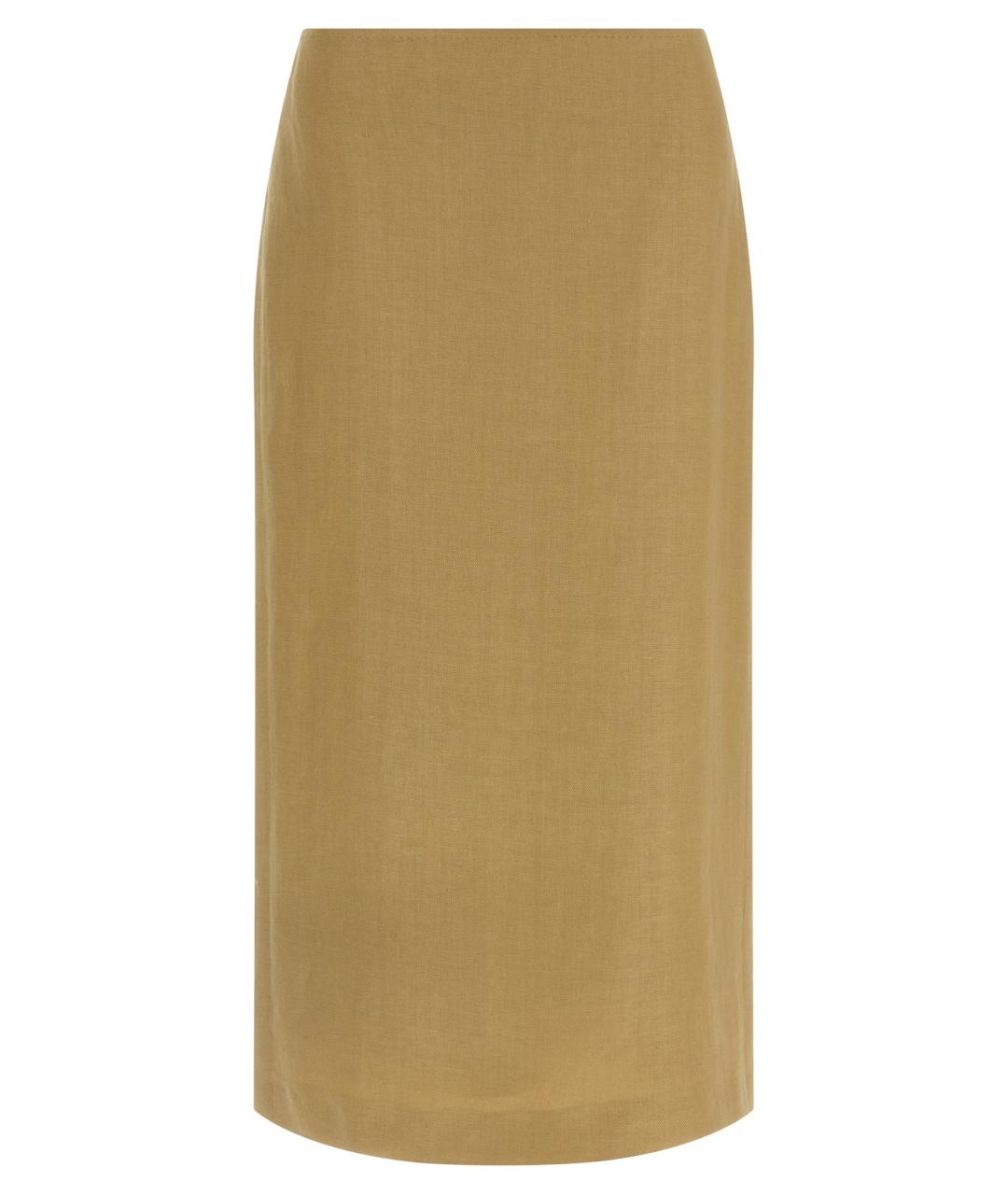 MAX MARA Бежевая льняная юбка миди, фото 1