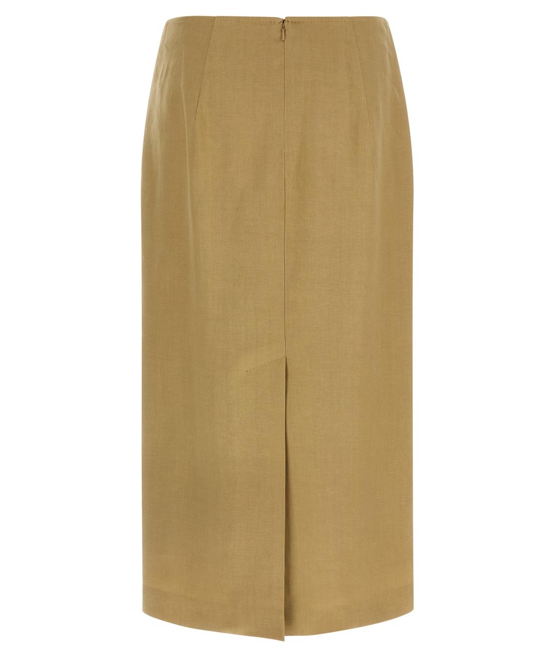 MAX MARA Бежевая льняная юбка миди, фото 2