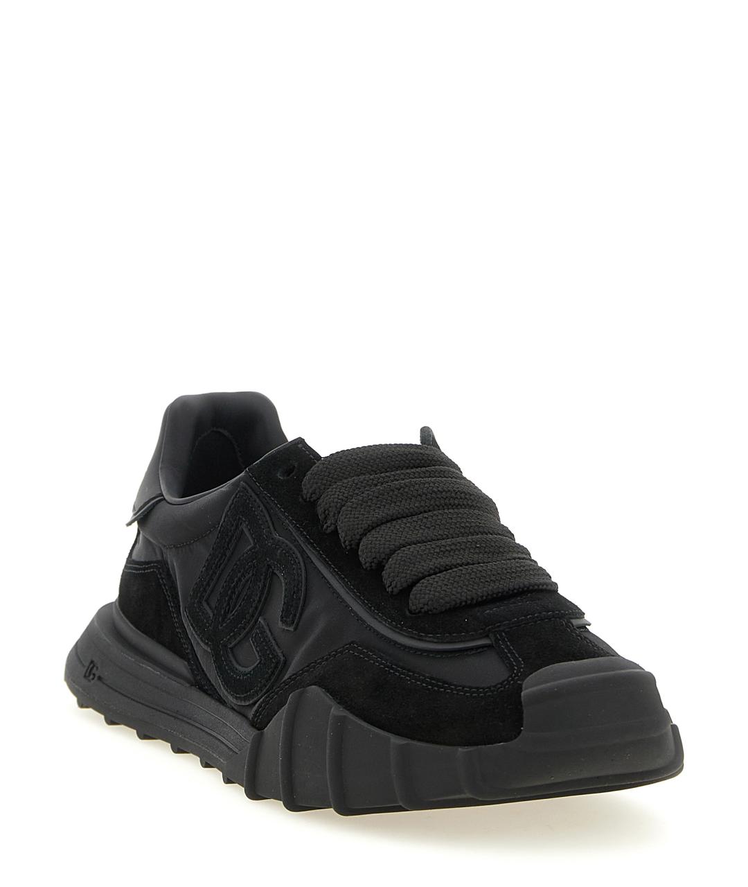 DOLCE&GABBANA Черные текстильные низкие кроссовки / кеды, фото 2