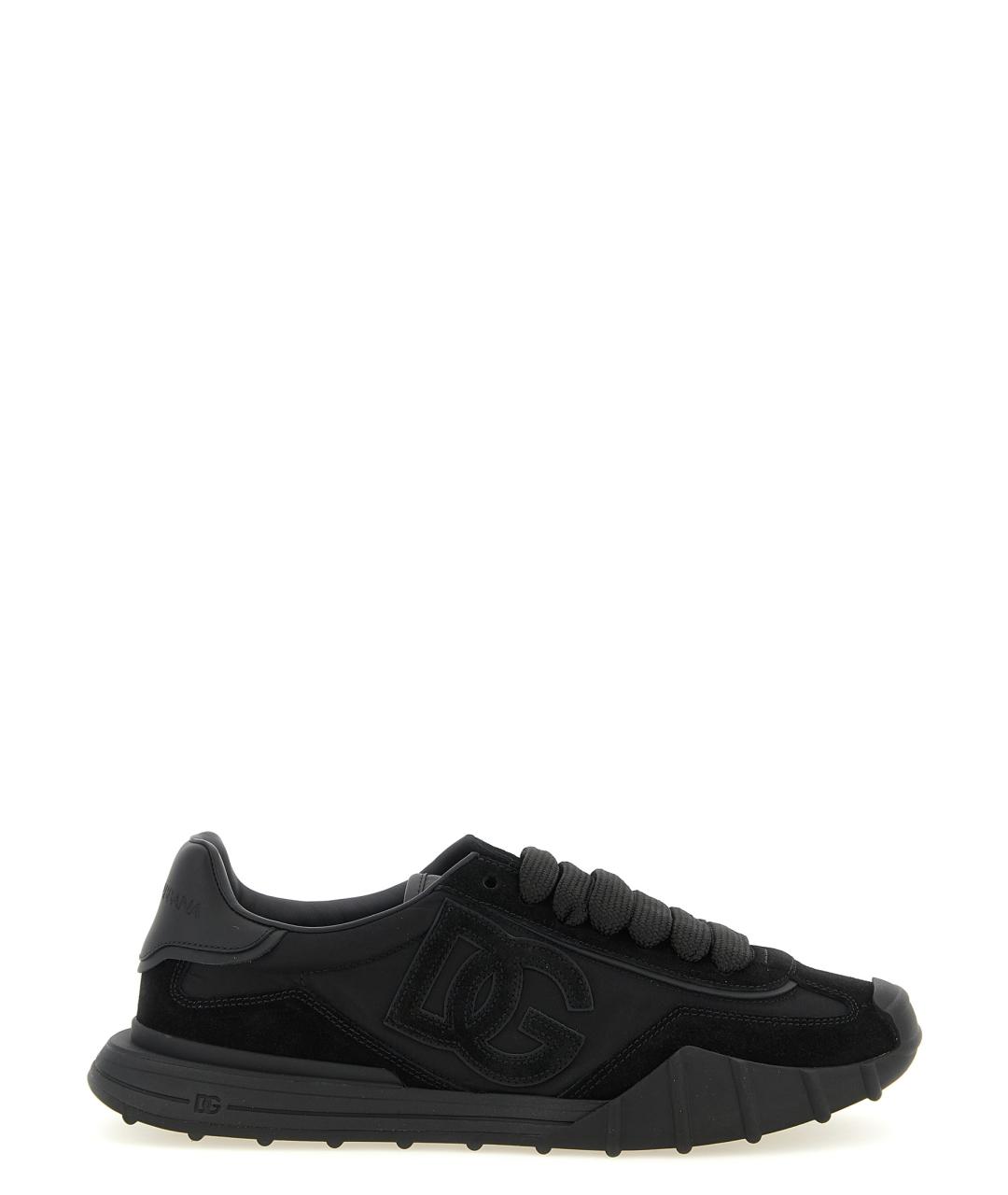 DOLCE&GABBANA Черные текстильные низкие кроссовки / кеды, фото 1