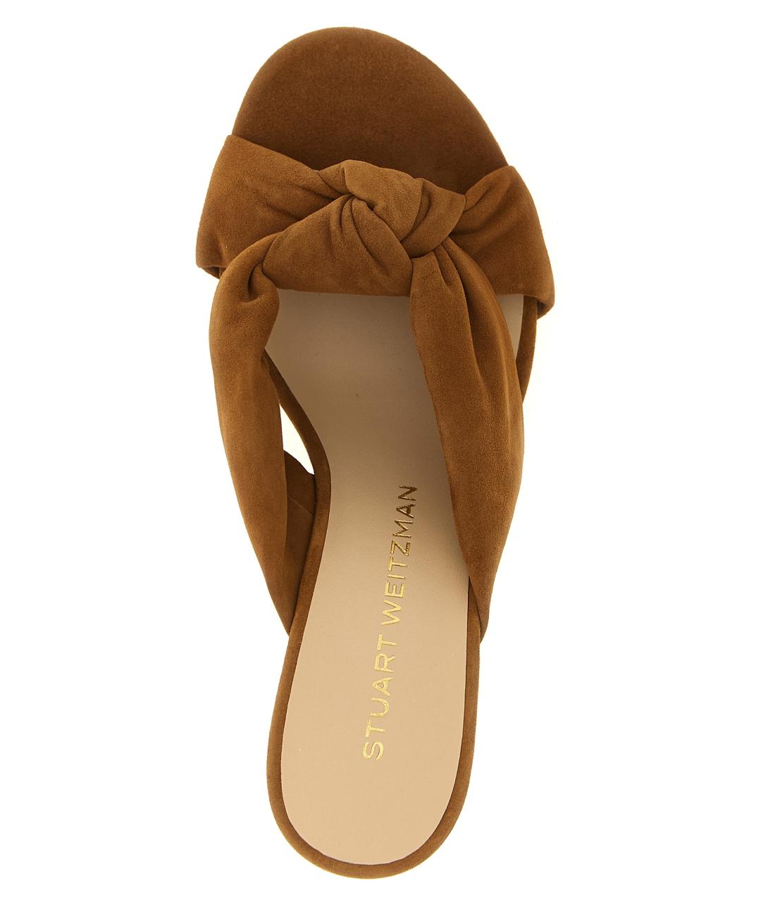 STUART WEITZMAN Коричневые замшевые мюли, фото 4