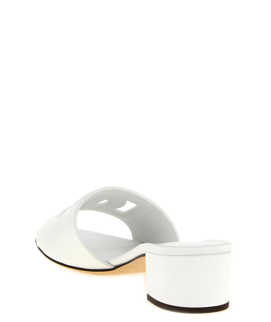 DOLCE&GABBANA Белые кожаные мюли, фото 3