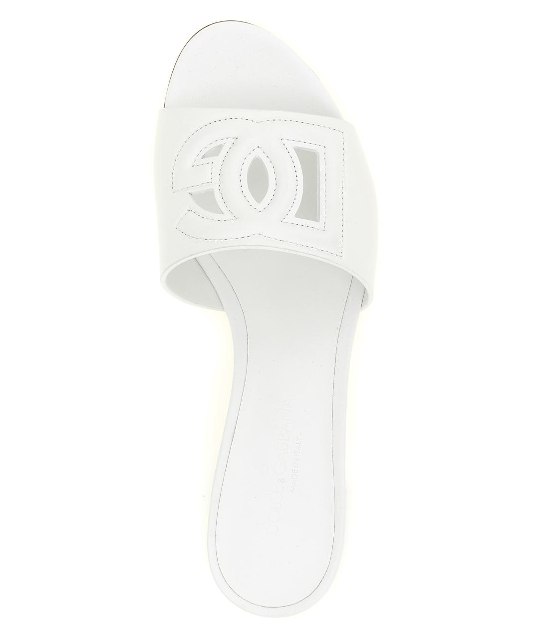 DOLCE&GABBANA Белые кожаные мюли, фото 4