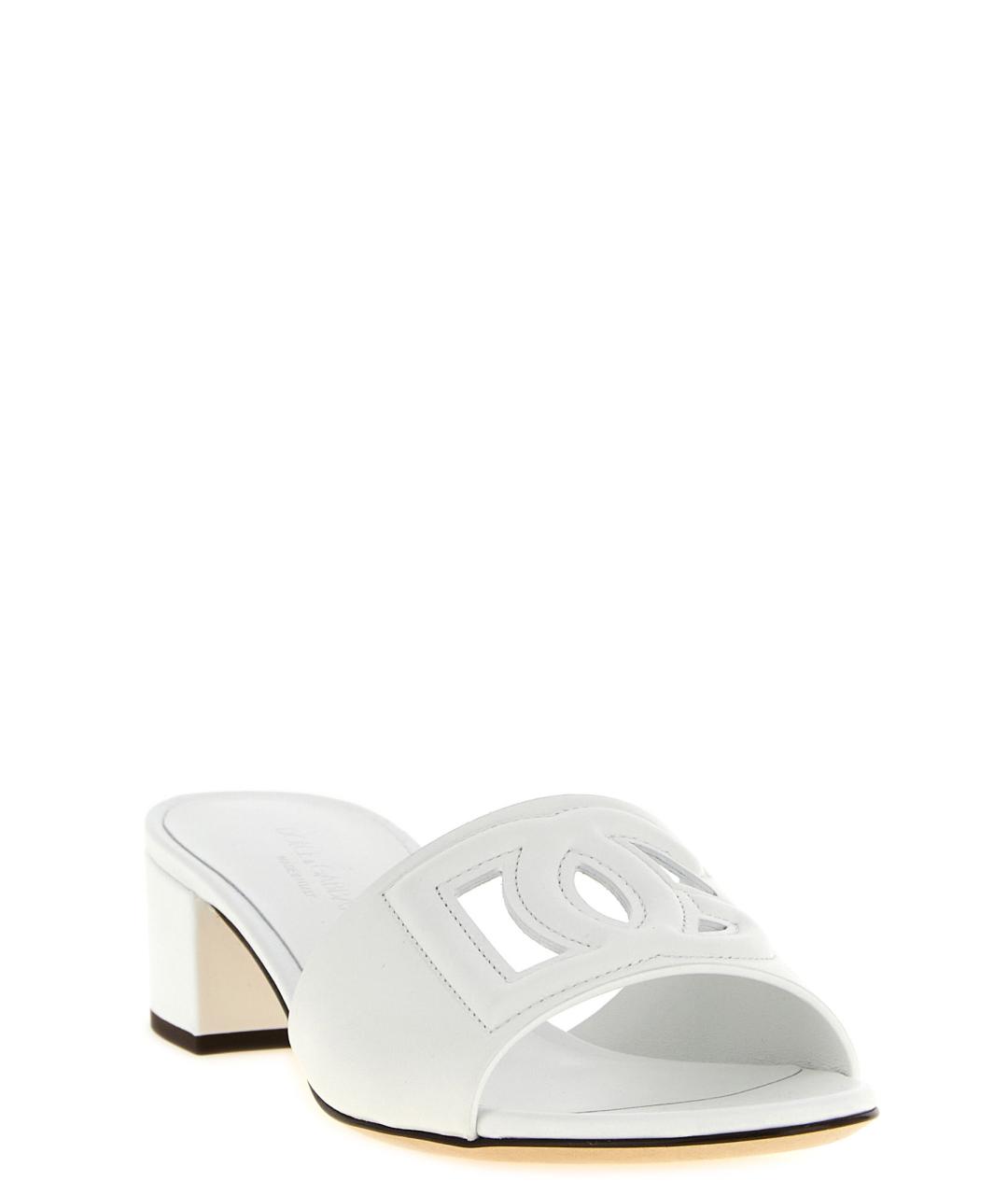 DOLCE&GABBANA Белые кожаные мюли, фото 2