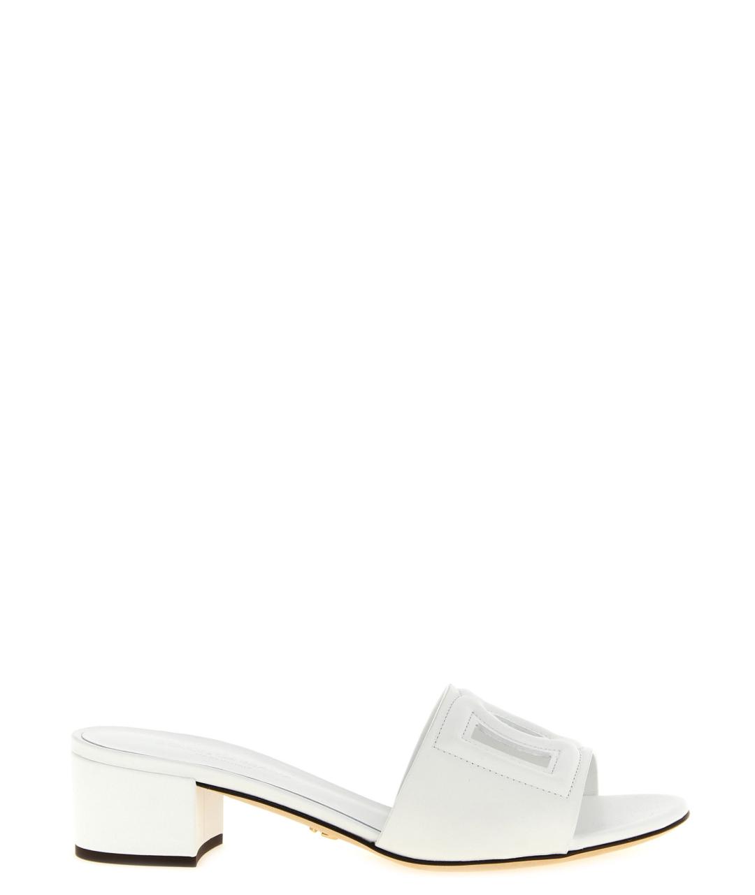 DOLCE&GABBANA Белые кожаные мюли, фото 1