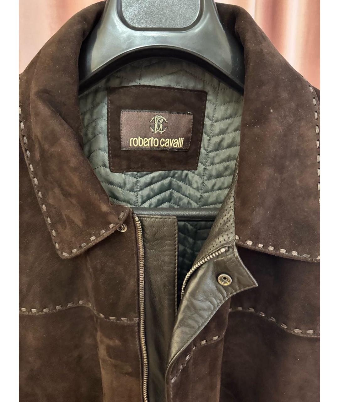 ROBERTO CAVALLI Коричневая замшевая куртка, фото 4
