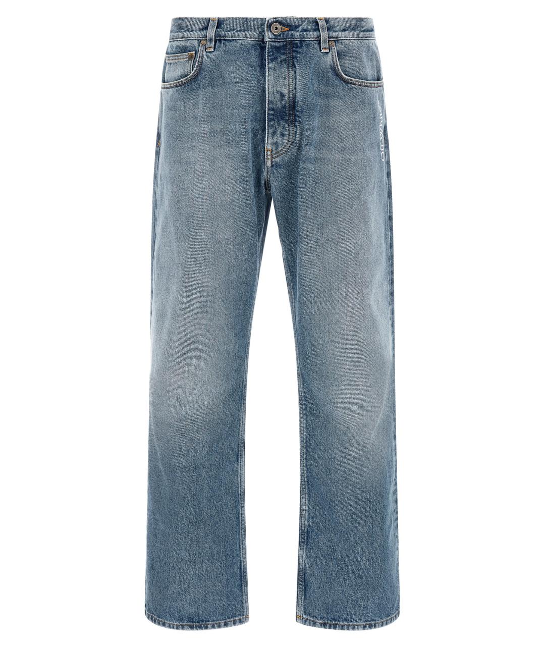 OFF-WHITE Голубые хлопковые прямые джинсы, фото 1