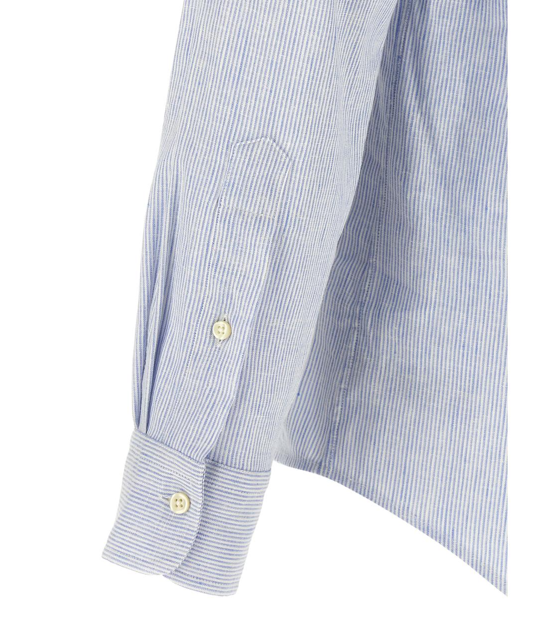 POLO RALPH LAUREN Голубая льняная кэжуал рубашка, фото 4