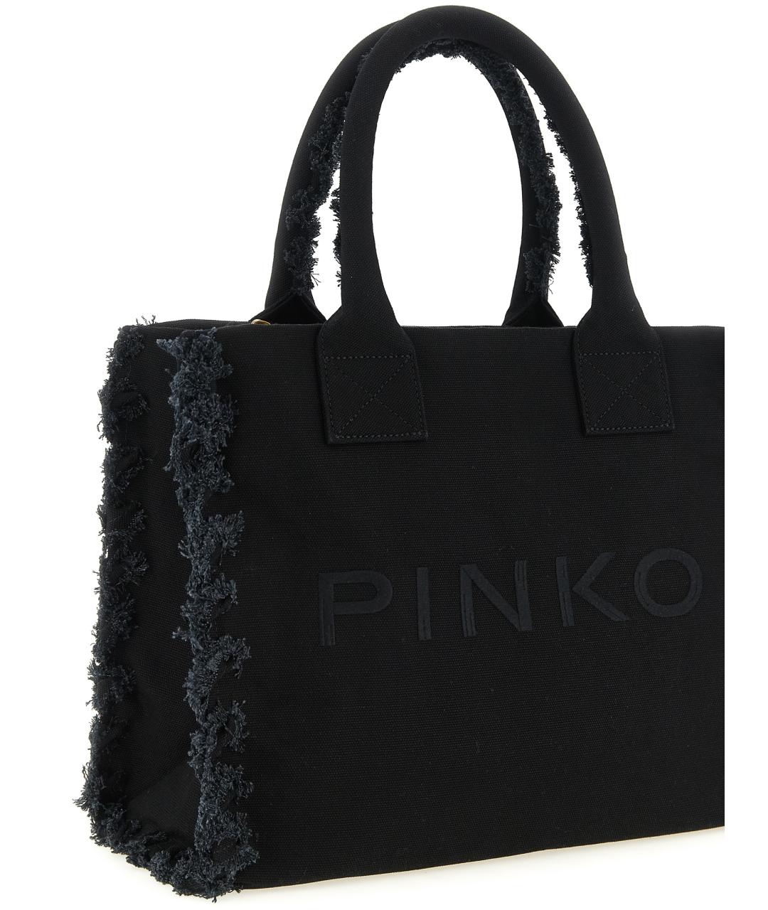 PINKO Черная хлопковая сумка тоут, фото 3