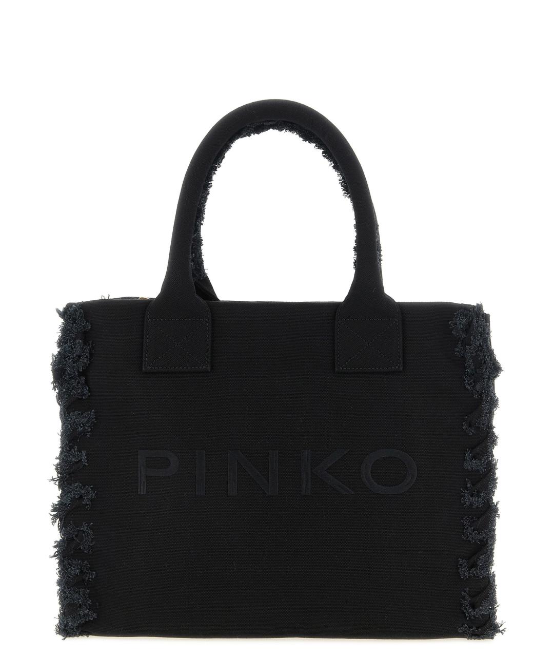 PINKO Черная хлопковая сумка тоут, фото 1