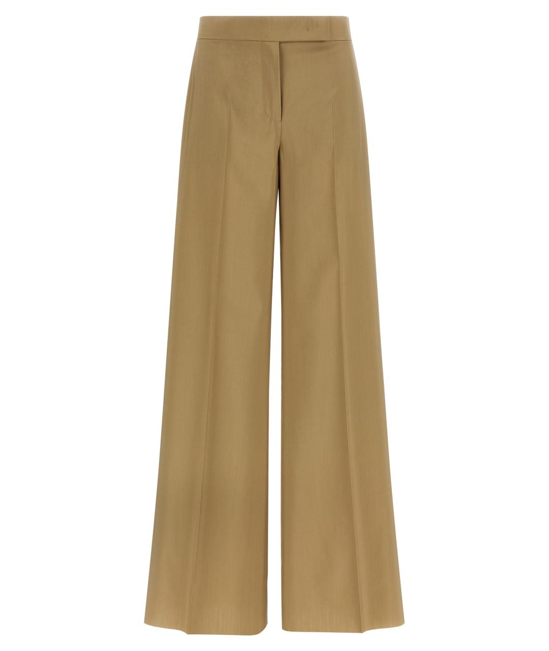 MAX MARA Бежевые шерстяные прямые брюки, фото 1