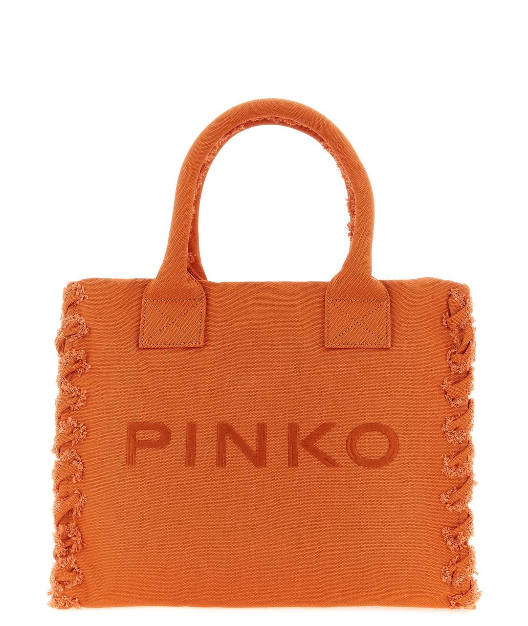 PINKO Оранжевая хлопковая сумка тоут, фото 1