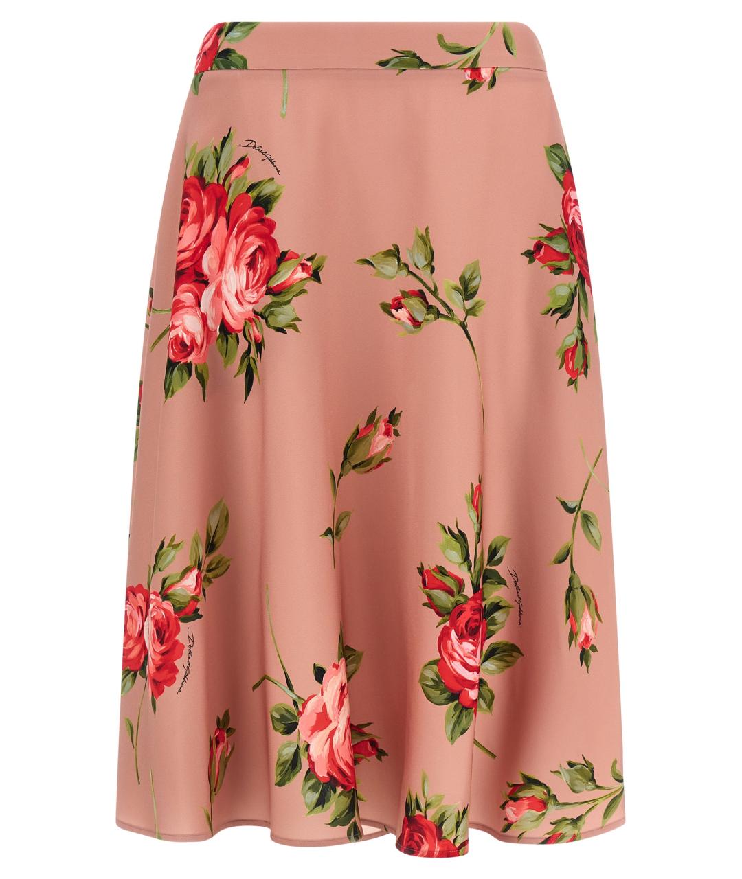 DOLCE&GABBANA Розовая шелковая юбка миди, фото 1