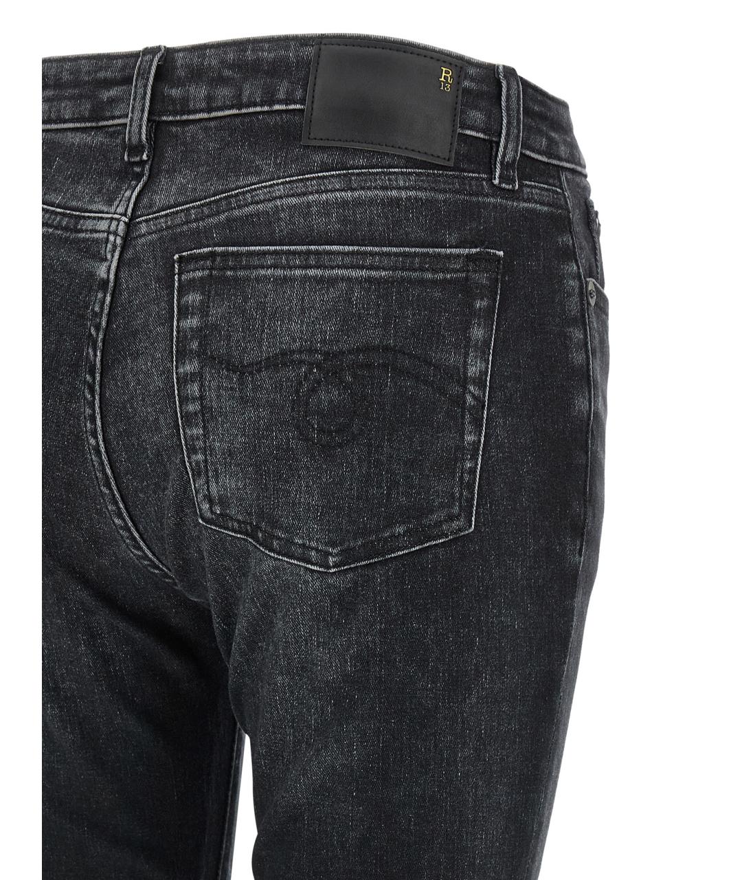R13 Черные хлопковые прямые джинсы, фото 4