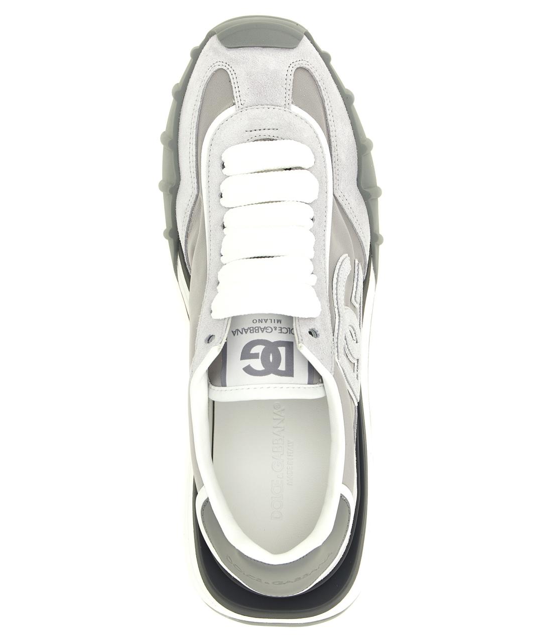 DOLCE&GABBANA Серые текстильные низкие кроссовки / кеды, фото 4