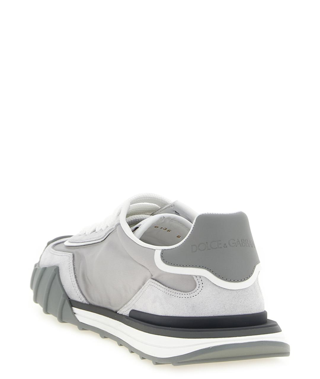 DOLCE&GABBANA Серые текстильные низкие кроссовки / кеды, фото 3