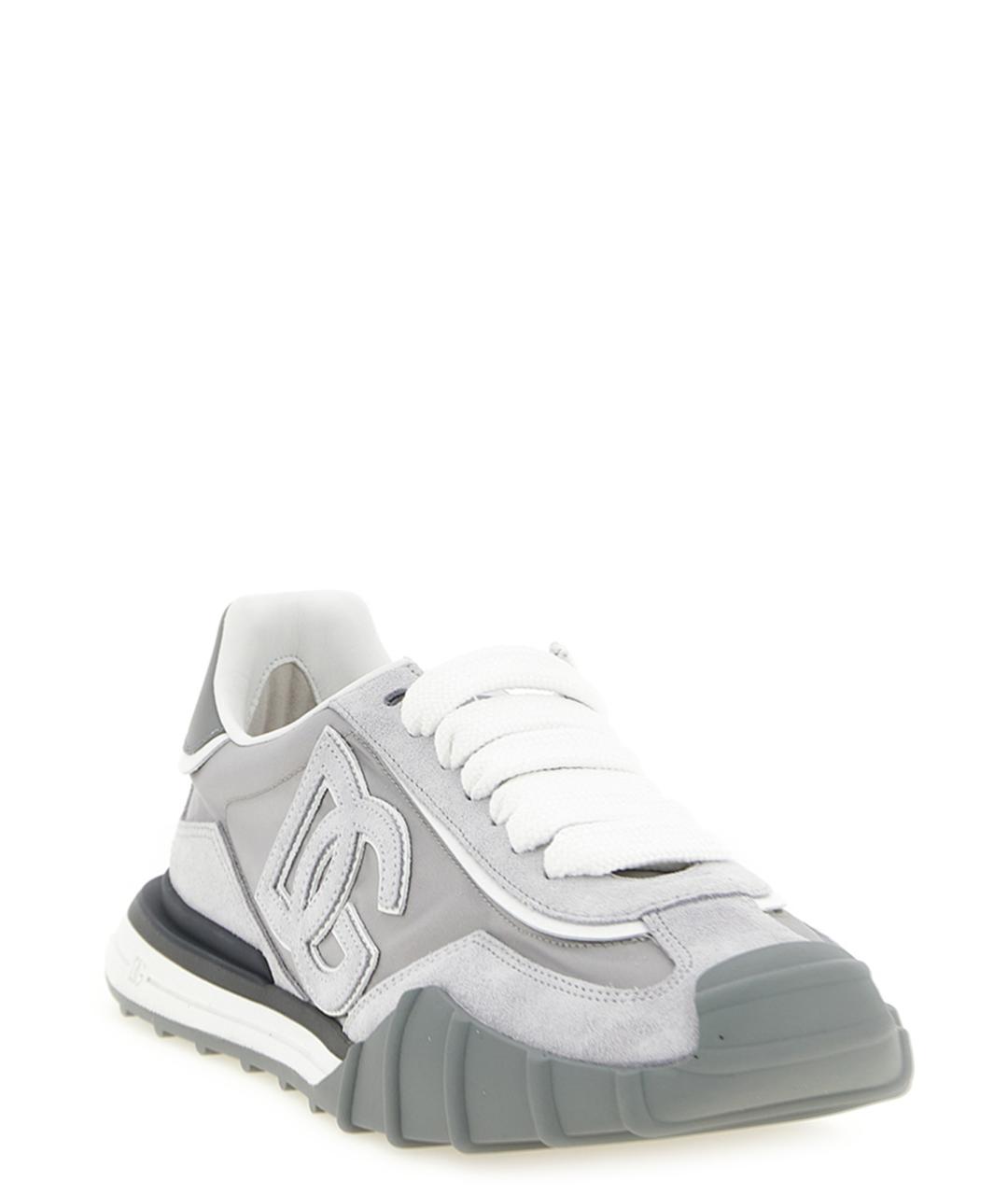 DOLCE&GABBANA Серые текстильные низкие кроссовки / кеды, фото 2