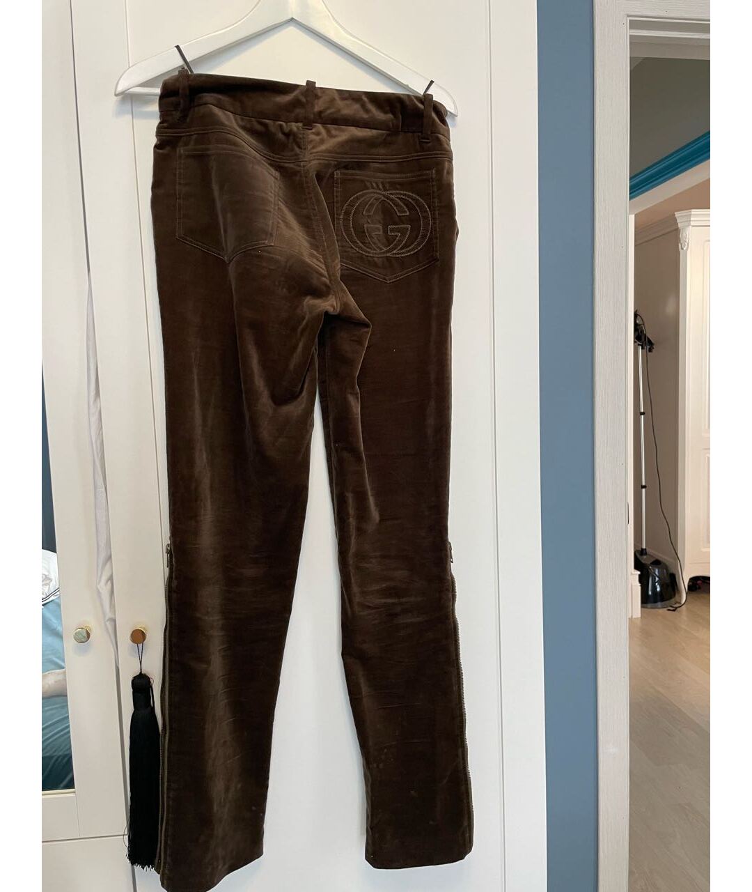 GUCCI Коричневые велюровые брюки широкие, фото 2