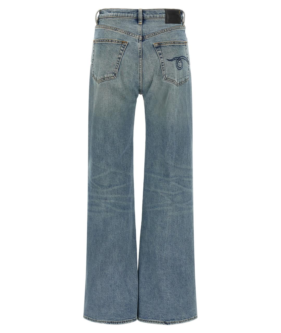 R13 Синие хлопковые прямые джинсы, фото 2