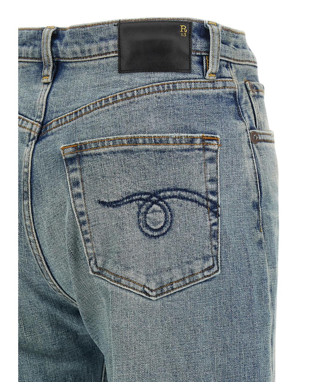 R13 Синие хлопковые прямые джинсы, фото 4