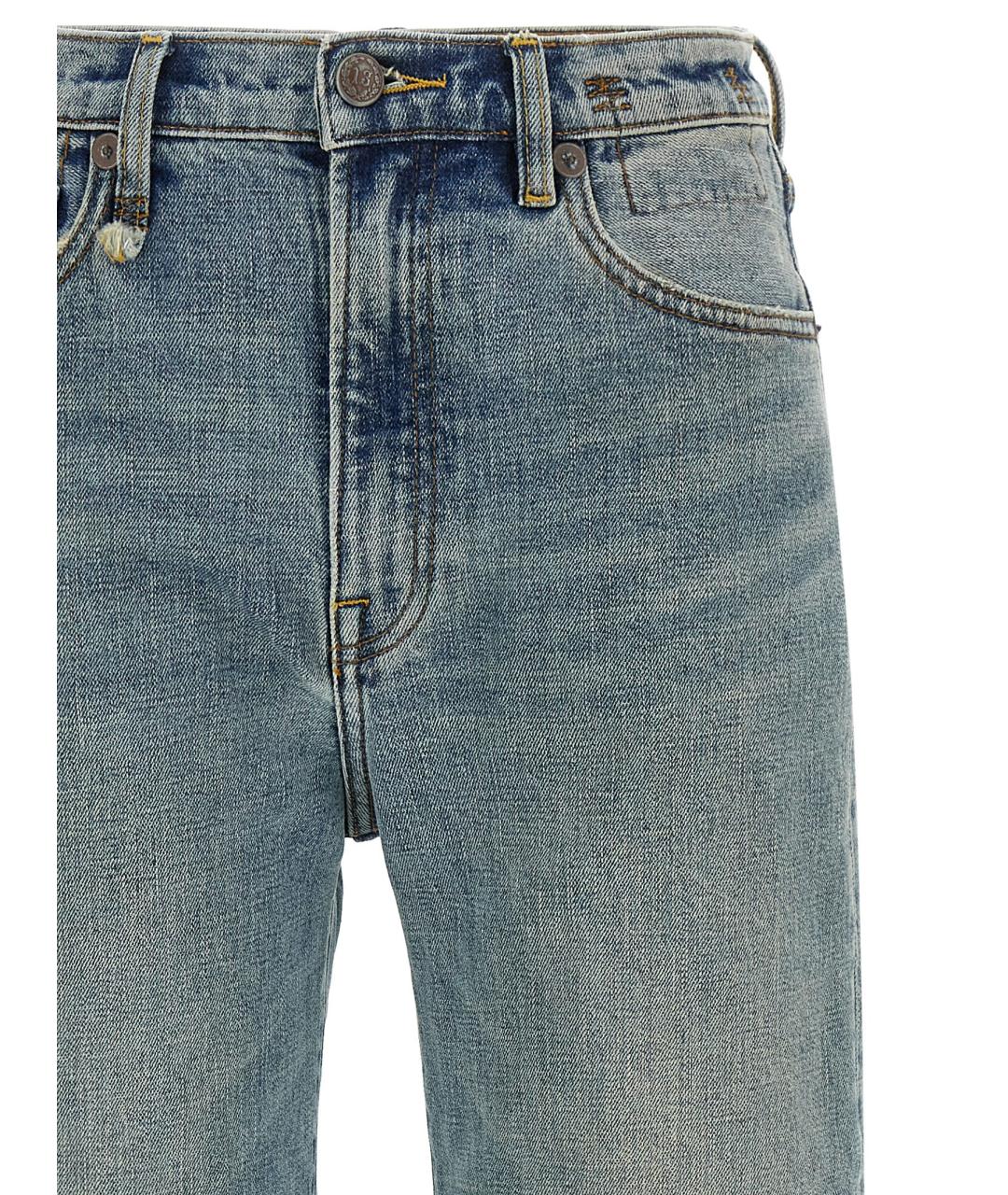 R13 Синие хлопковые прямые джинсы, фото 3