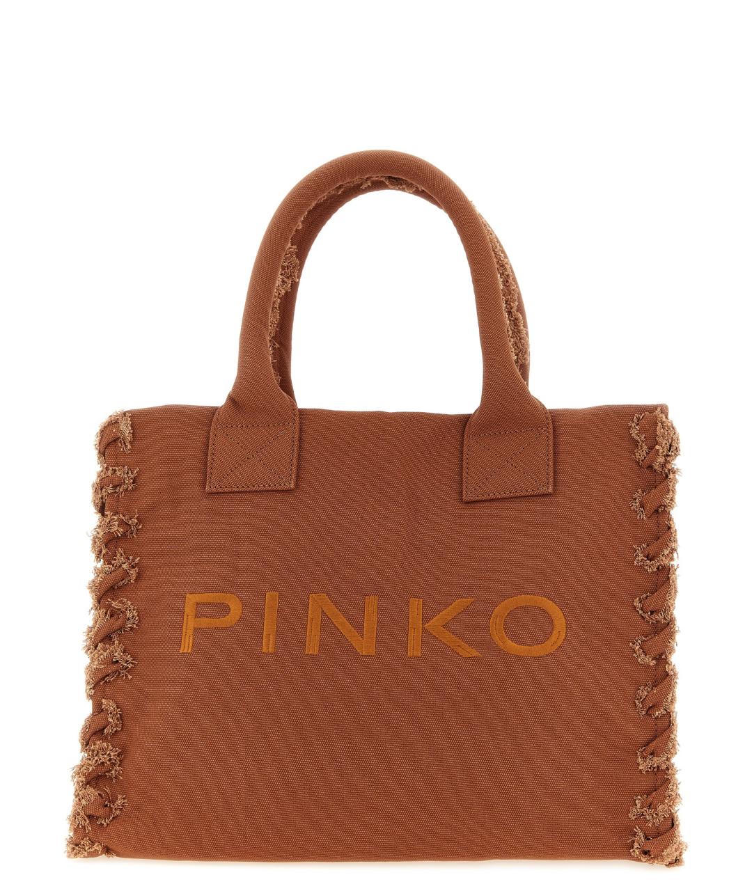 PINKO Коричневая хлопковая сумка тоут, фото 1