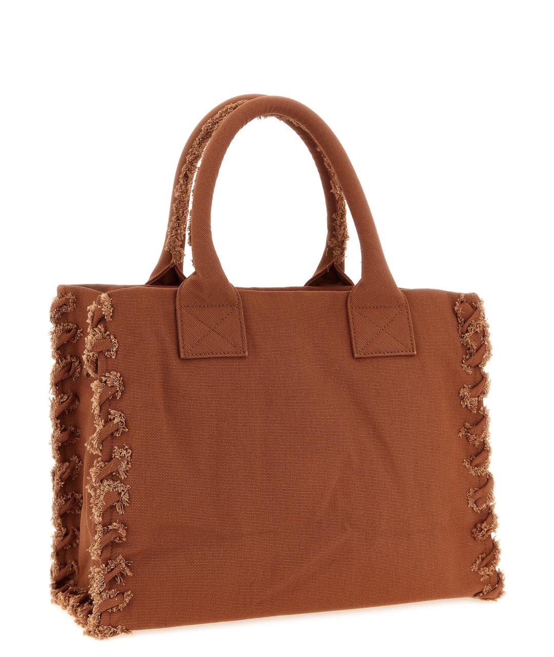 PINKO Коричневая хлопковая сумка тоут, фото 2