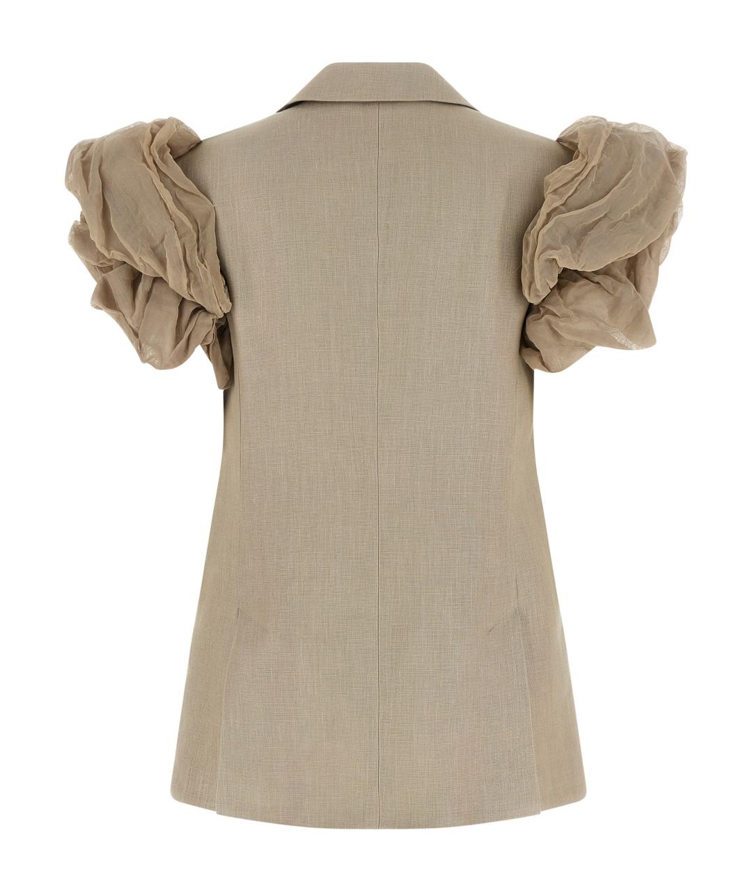 MAX MARA Бежевый льняной жакет/пиджак, фото 2